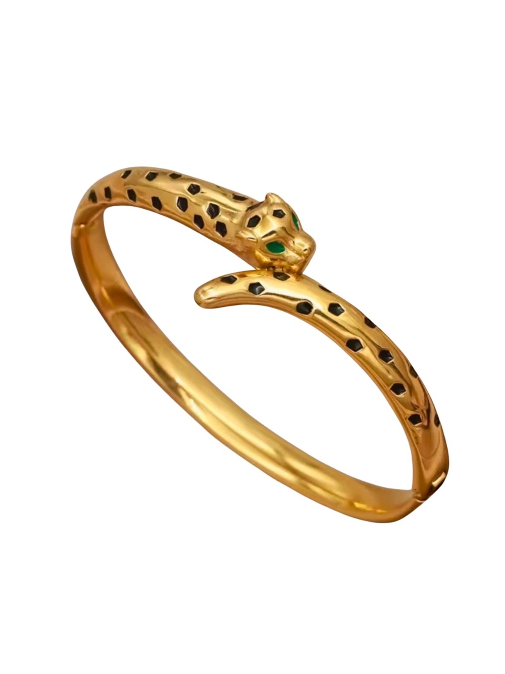 Anthropologie Leopard Panther Bangle Bracelet | 18K Gold Plated